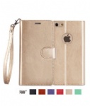 Luxury gold premium PU leather wallelt case for iphone 7